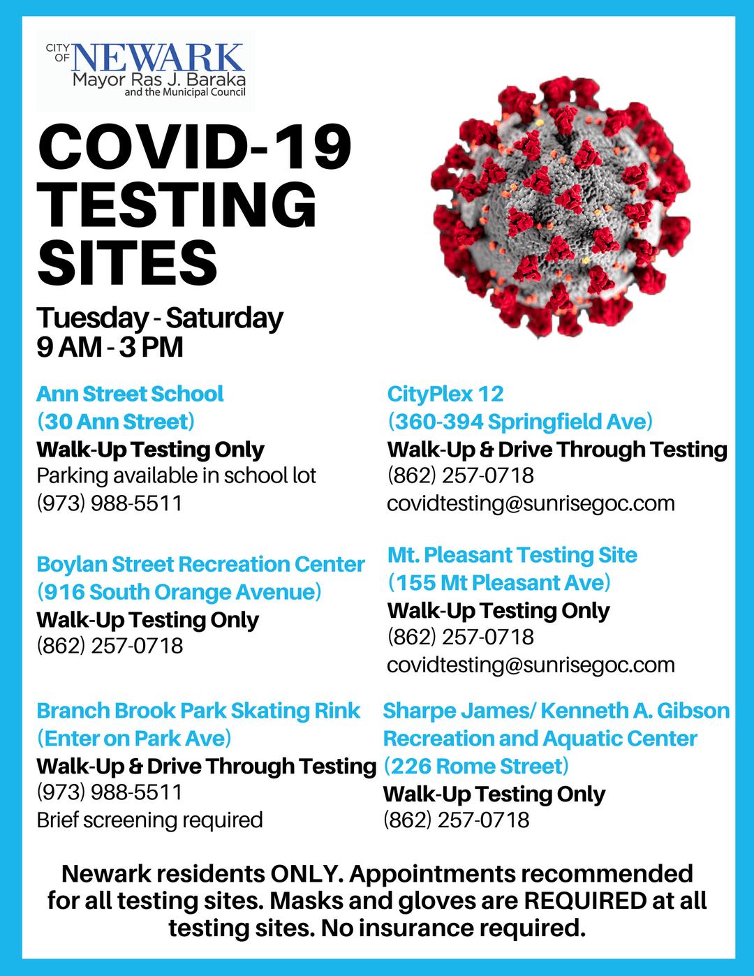 News COVID19 Testing Sites for Newark Residents Only